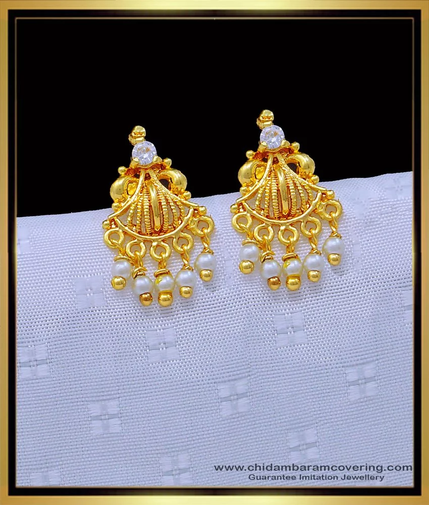 Flower Earring Tops | Gold earrings wedding, Gold earrings models, Black  beads mangalsutra design