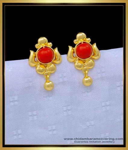 Coral and Pearl Gold Earrings - Shop Now!
