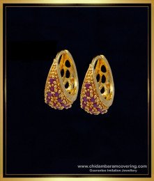 ERG1249 - Attractive Ruby Stone Hoop Earrings Designs for Women 