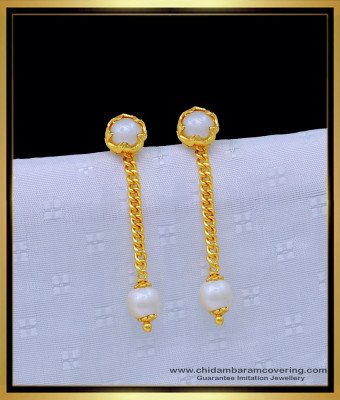 ERG1263 - One Gram Gold Light Weight Wear Pearl Earring Muthu Thodu for Daily Use 
