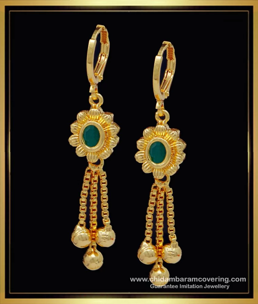 Downward Gold Bali Earrings-Candere by Kalyan Jewellers