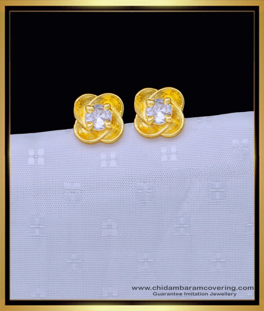 Buy New Model Party Wear Flower Design White Stone Earrings for Girls