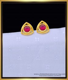 ERG1341 - Beautiful Ruby Stone Gold Earrings Collection Gold Covering Studs Online 