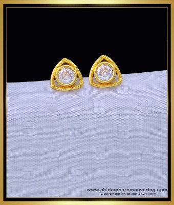 ERG1342 - Semi Precious Gold Design Chidambaram Covering White Stone Earrings  