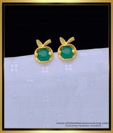 ERG1343 - Cute Small Size Emerald Stone Apple Design Stud Earrings for Baby Girl
