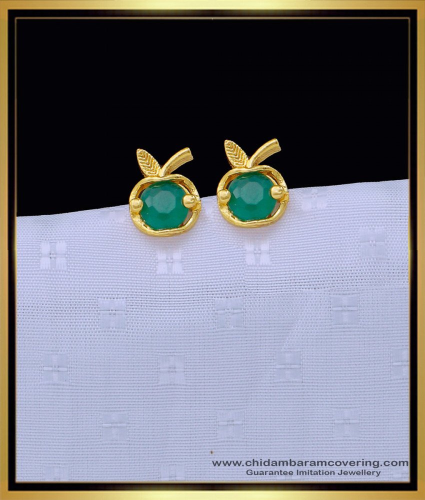 one gram gold earrings, earrings design, stud kammal, covering thodu, gold covering jewellery, chidambaram covering earrings, patchai kal thodu, 