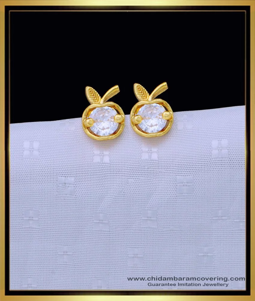 One Gram Gold Earring With Full Ruby Stone Six Petal Flower Design Studs  ER1297