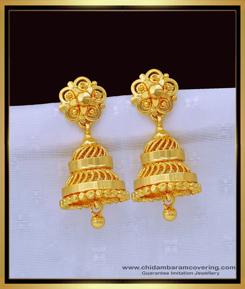 Kumar Jewels South Indian Temple Style Crystal Pearl Beaded Jhumka Earrings