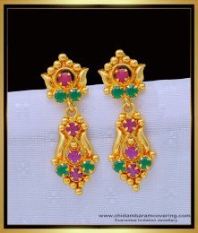 ERG1360 - One Gram Gold Plated Ruby Emerald Stone Earrings for Women