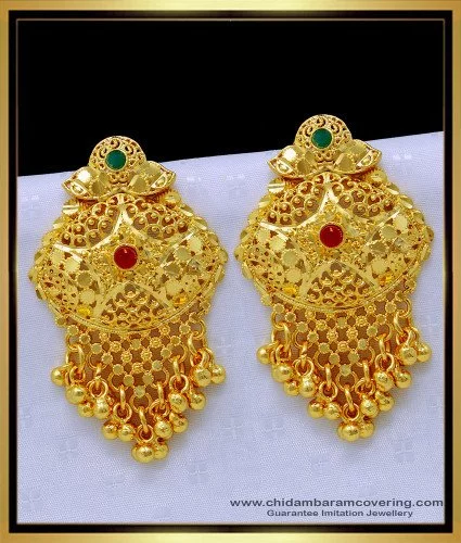 Buy Latest Gold Plated Cone Design Long Size Jhumkas Earring Indian Bridal  Jewelry Online