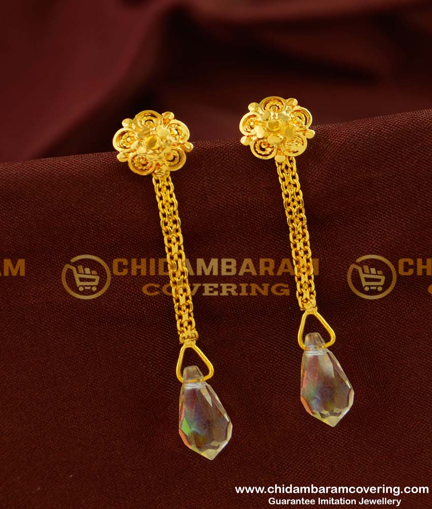 ERG142 - Beautiful Long Drop Earrings South Indian Style Dangle Earrings Online