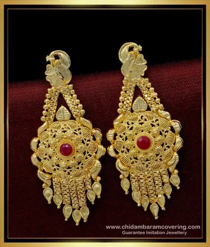 Gold Earring Design For Female Marriage 2024 | favors.com