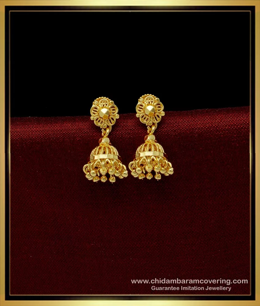 Buy Traditional South Indian Jhumka Earrings Plain Gold Jhumkas ...