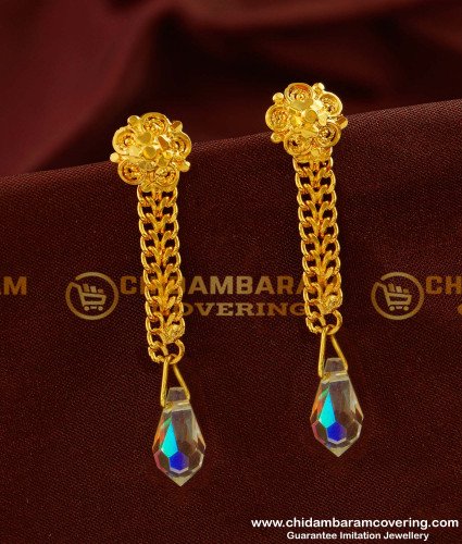 ERG145 - One Gram Gold Plated Long Chain Hanging Earrings Online Shopping in India