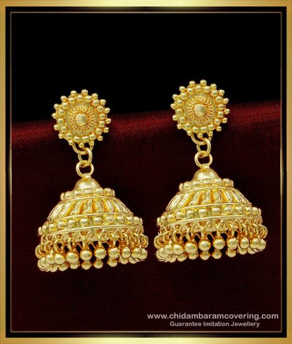 ERG1454 - Traditional Bridal Wear One Gram Gold Jimiki Kammal Design for Women 