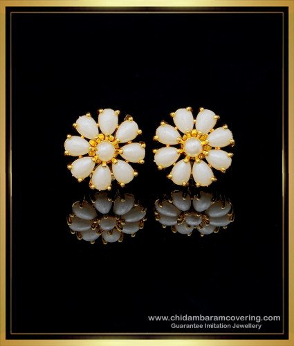 ERG1468 - Unique White Pearl Stud Earrings One Gram Gold Jewellery Online