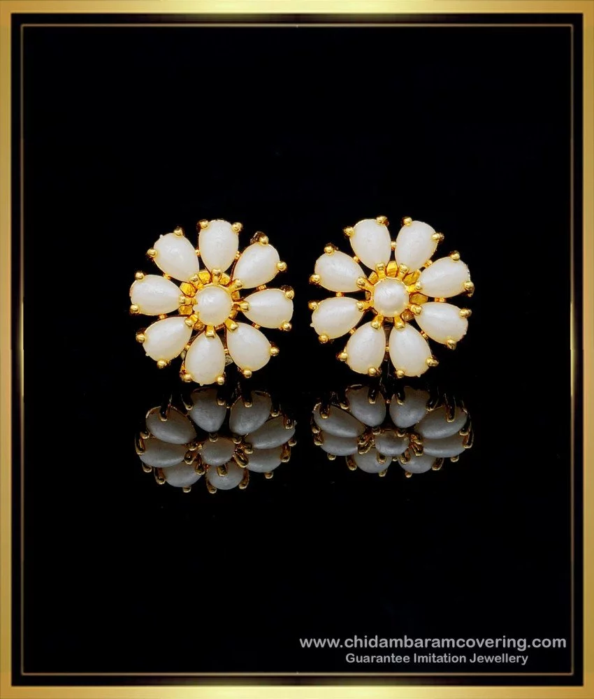 Buy Unique White Pearl Stud Earrings One Gram Gold Jewellery Online