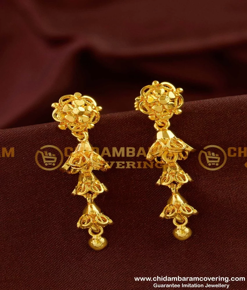 ERG148 - Three Layer Jhumkas Earrings Gold Style Design Online ...