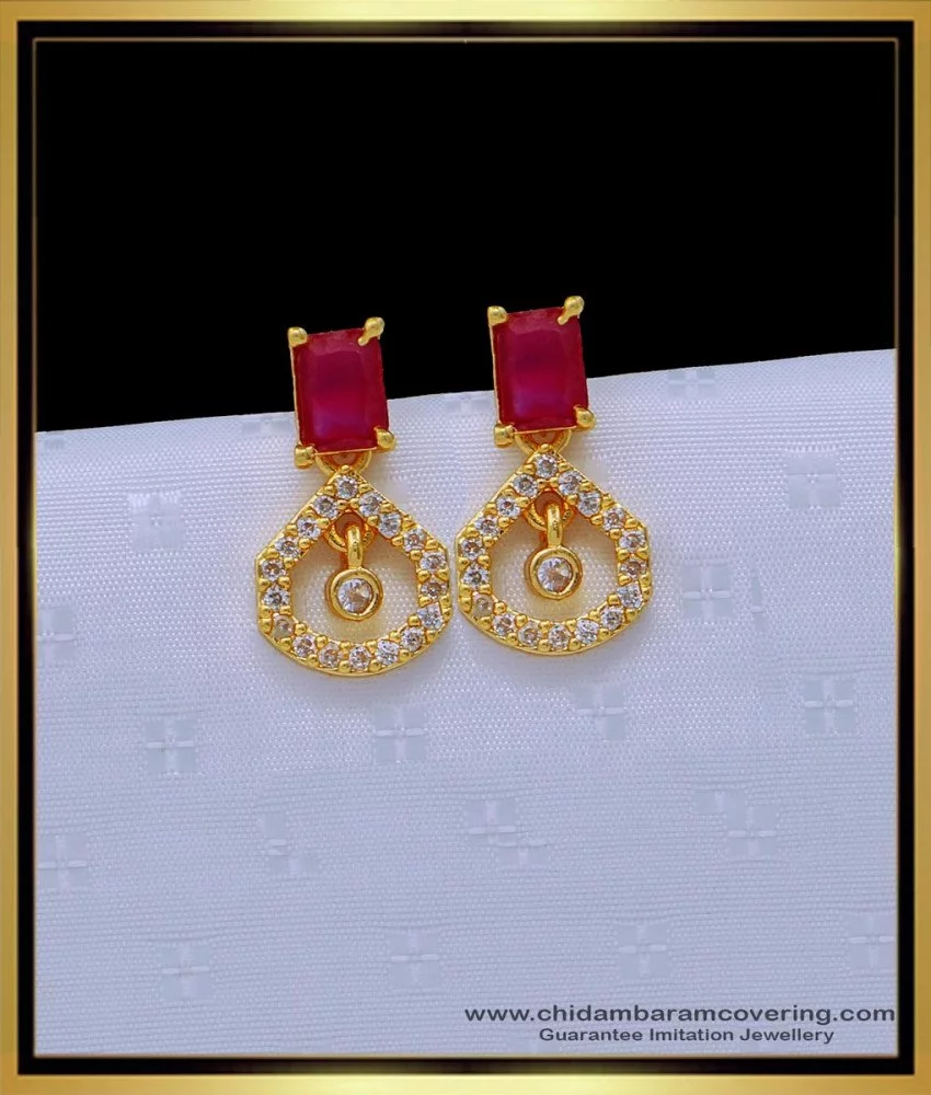 Buy Elegant Ruby Stone One Gram Gold Earrings Design for Female