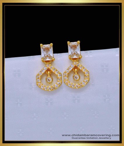 ERG1483 - New Model Gold Plated White Stone Hanging Earrings Online 