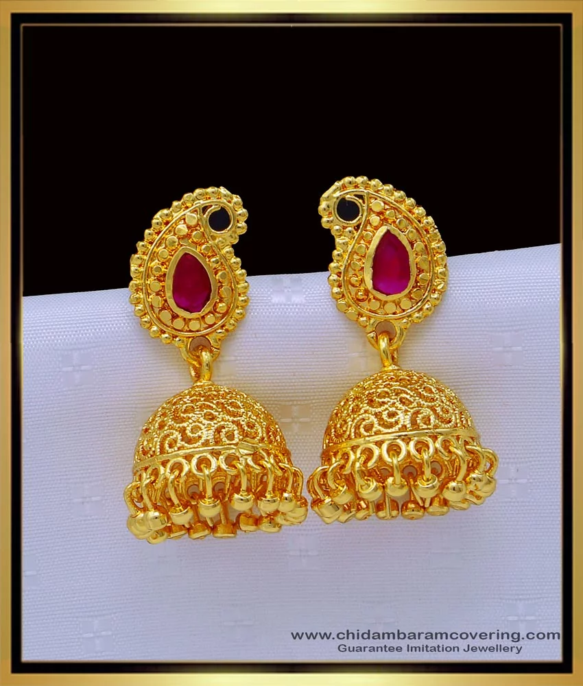 Buy 1 Gram Gold Plated Hoop Earrings Jhumka Design Online