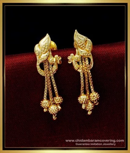 Buy Attractive Emerald Stone Gold Pattern Long Earrings One Gram Gold  Jewellery