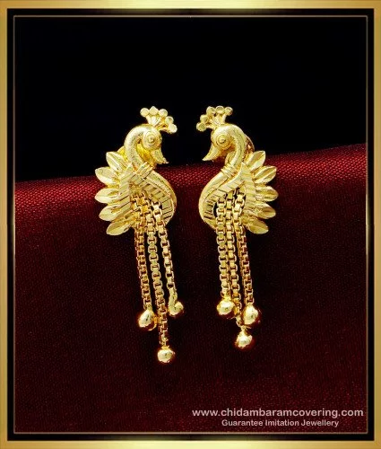 Buy One Gram Gold Daily Use Small Size Impon Ruby Earrings for Girls