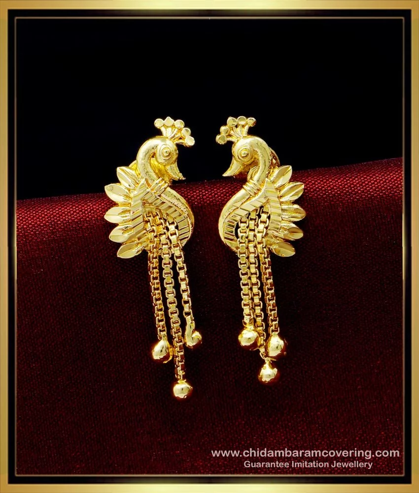 Buy Latest Peacock Design Earrings 1 Gram Gold Daily Use Earrings ...