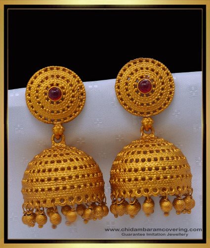 ERG1507 - Temple Jewellery Matte Finish Big Temple Earrings for Ladies 