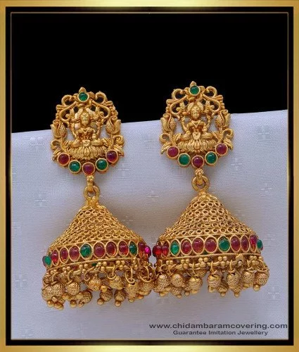 Antique Light Weight Lakshmi Jhumkas - South India Jewels