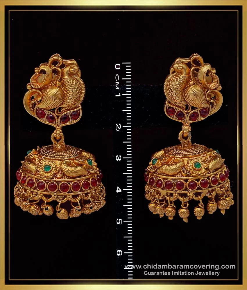 Buy 22Kt Gold Temple Jhumka Earrings 559VA367 Online from Vaibhav Jewellers