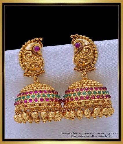 CZ Floral Design Earrings- South India Jewels- Online Shop