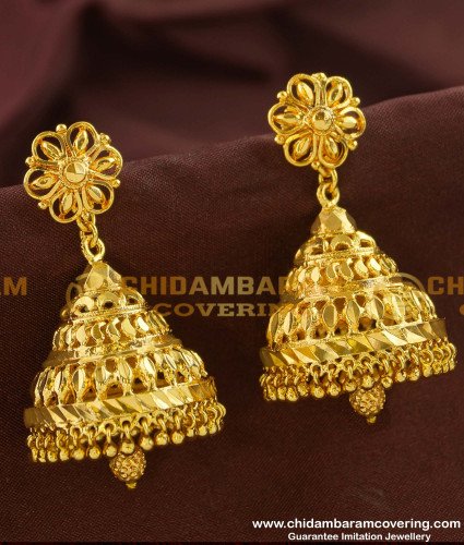 ERG154 - Beautiful Design of Gold Plated Jhumkas Design with Low Price Online