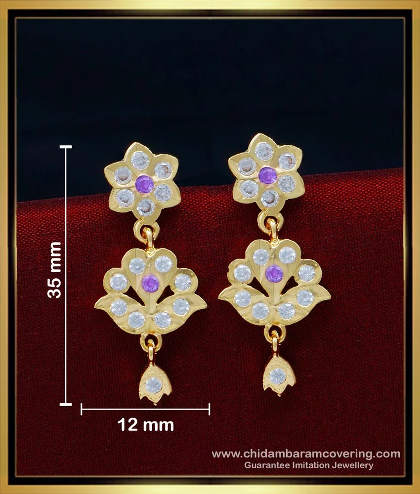 Buy Floral AD earrings, Mix alloy, CZ , Onyx carved stone earrings online  for women - StyleDeco - styledeco