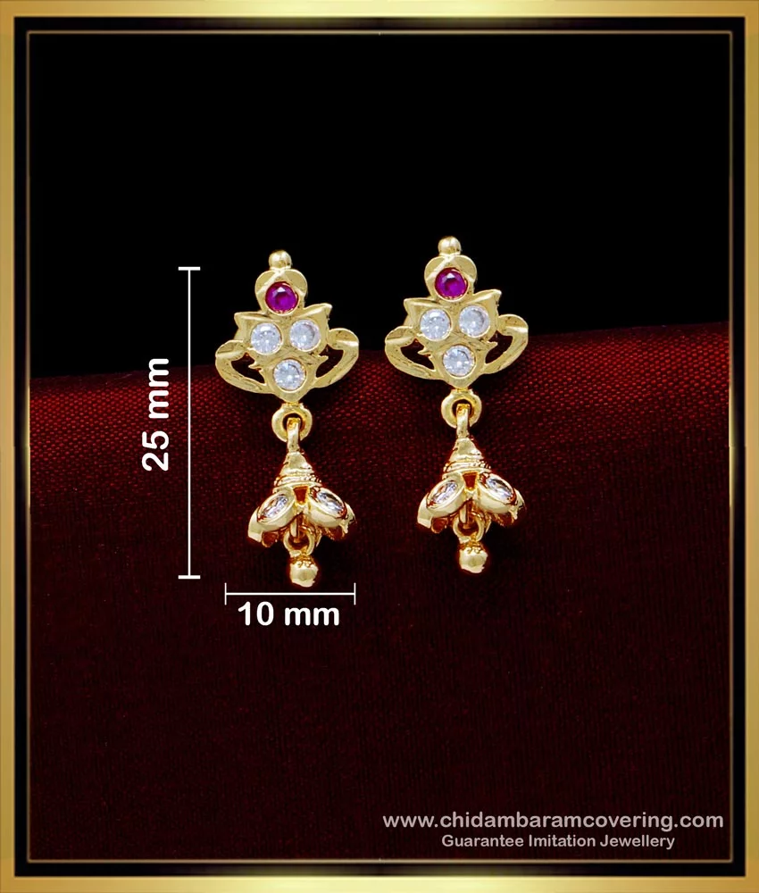 Buy Cute Impon Daily Use Small Stone Jhumkas Earrings for Kids Girl