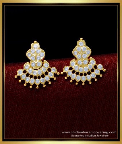ERG1562 - Impon Jewellery White Stone Stunning Gold Stud Earrings for Women 