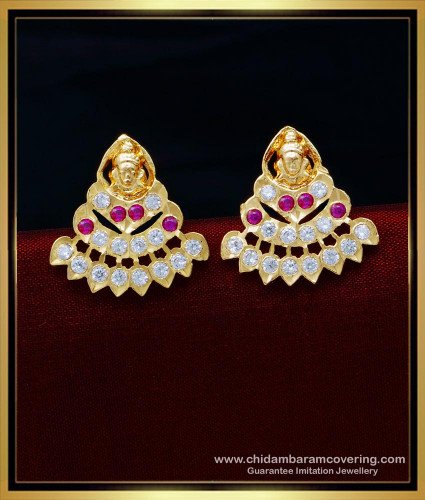 ERG1563 - Traditional Impon Jewellery Gold Lakshmi Stud Designs for Women 