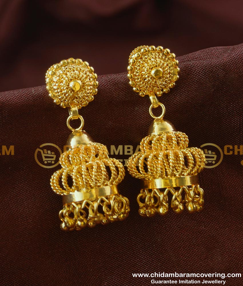 ERG189 - First Quality Fashionable Jhumkas Earing One Gram Gold Jewellery Online