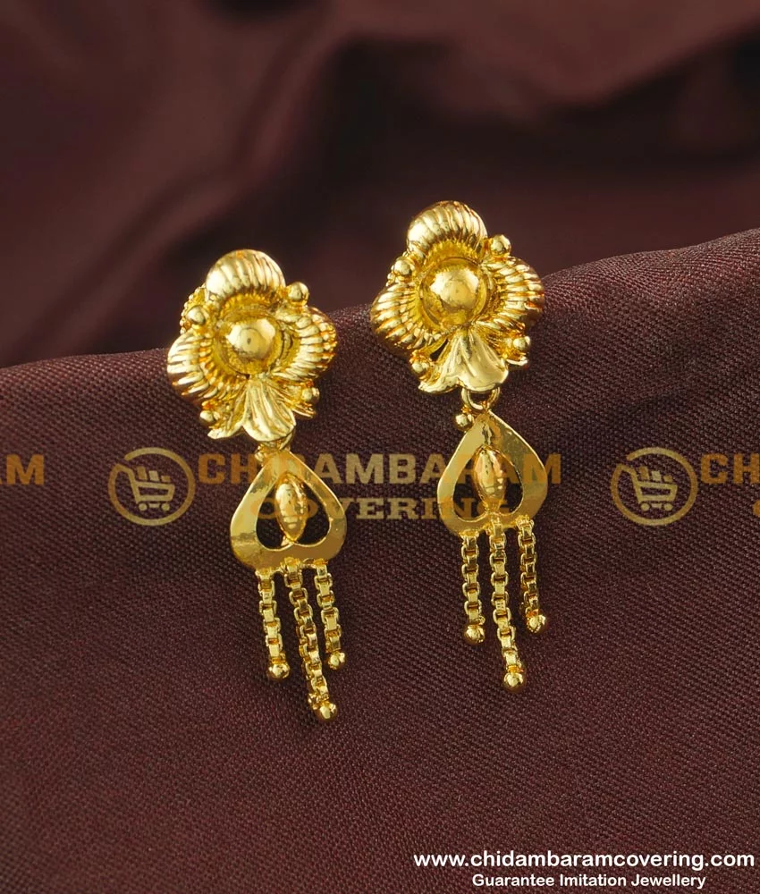 Beautiful Designer Gold platted Earrings  trendy Stud  Graceful Bali with  american diamond studded pair for women  girls