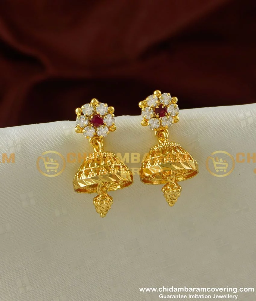 Buy Attractive Pearl Jhumkas Earrings One Gram Gold Muthu Thodu South Indian
