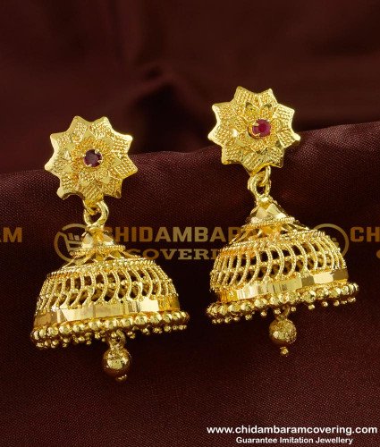 ERG248 - Traditional Wear New Jhumkas Design Gold Guarantee Jhumkas Online
