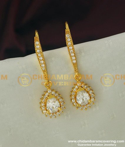 ERG304 - Unique American Diamond Designer Hook Earring Design Buy Online