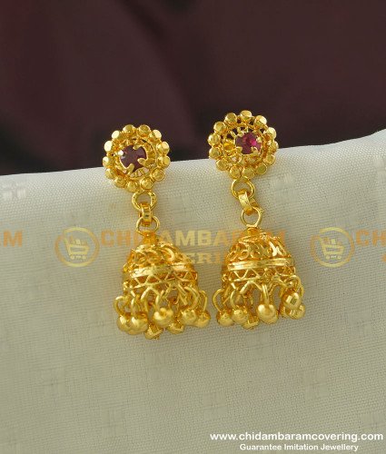 ERG339 - Buy Gold Jhumka Earrings Design One Gram Gold Jhumkas Online