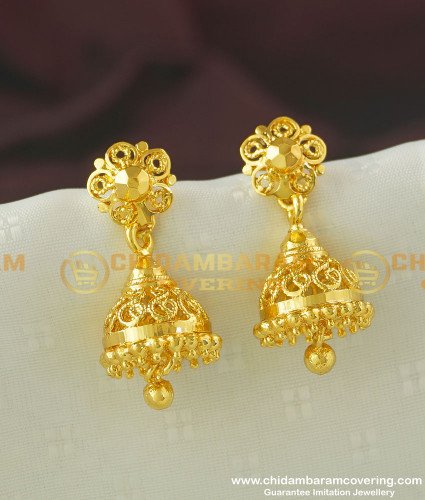 ERG355 - Simple Daily Wear One Gram Gold Jhumkas Designs for Girls
