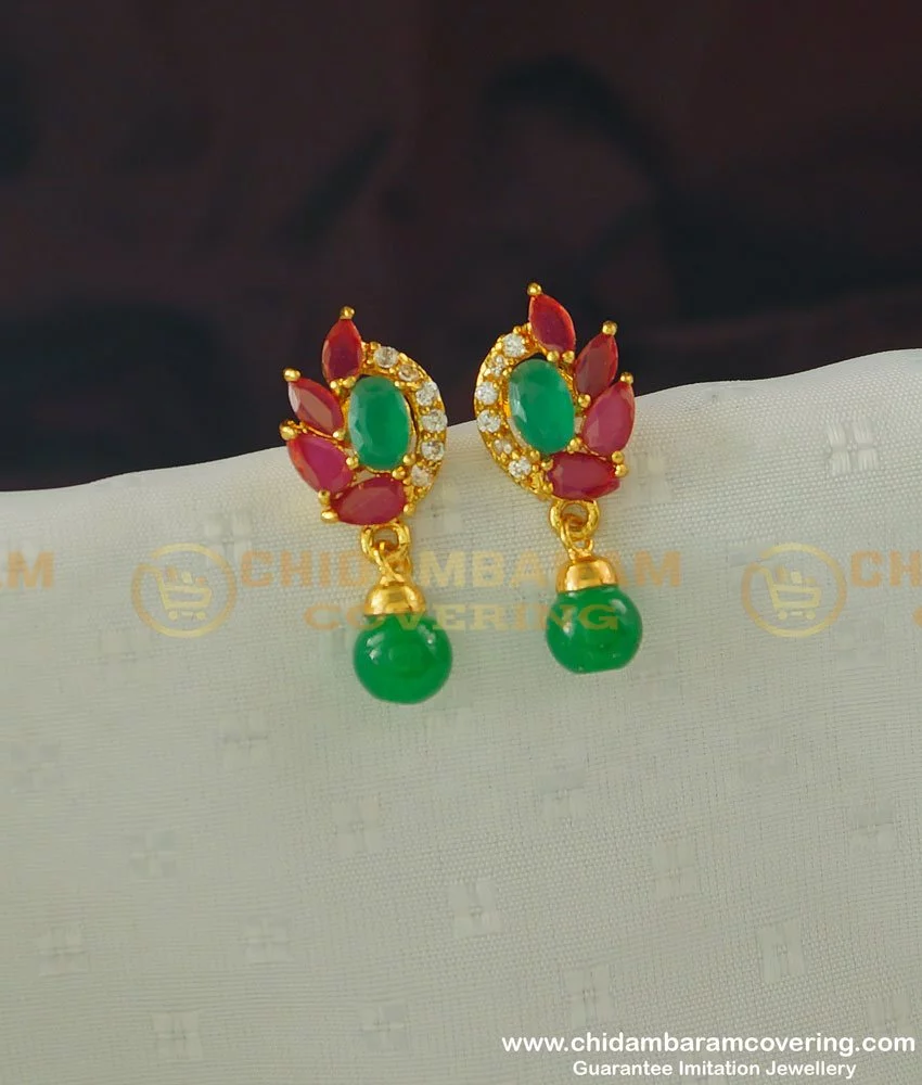 Fashionable Gold Plated AD Stone Bali Earrings For Everyday Use