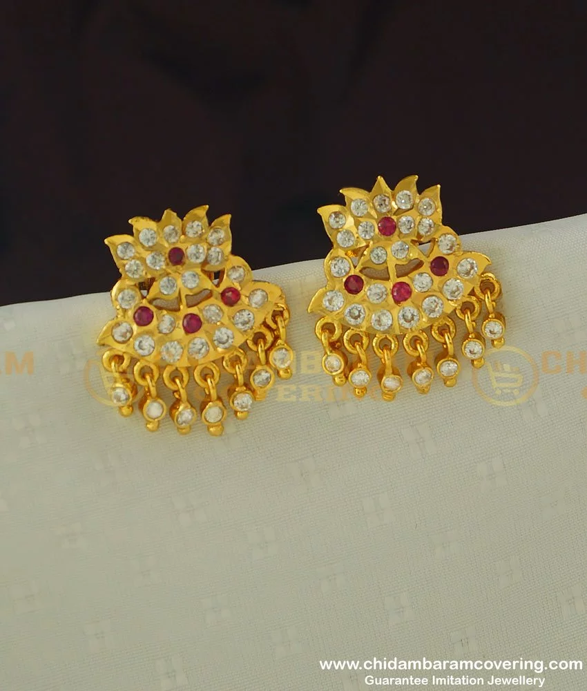 Buy Traditional Panchaloha Lotus Flower Design Full Stone Studs for Women