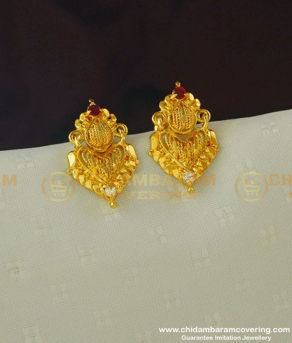 ERG388 - Traditional Look One Gram Gold CZ Stone Earring for Women 