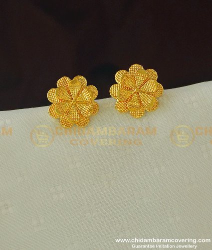 ERG389 - Beautiful Daily Wear Medium Size Flower Design Stud Imitation Earrings Online