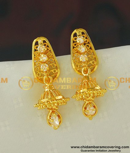 ERG395 - New Arrival Gold Design Ad Stone Jhumka Earring One Gram Gold Jewellery
