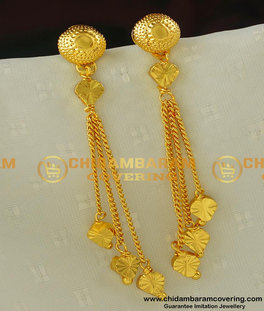 ERG414 - Trendy Gold Style Long Earring Design Imitation Jewellery Online